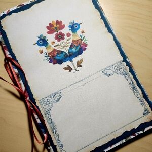 Junk Journal Booklet "FOLKLORE" Handmade Botanical Wildflowers Lg 8.5"x5.5" 40pg